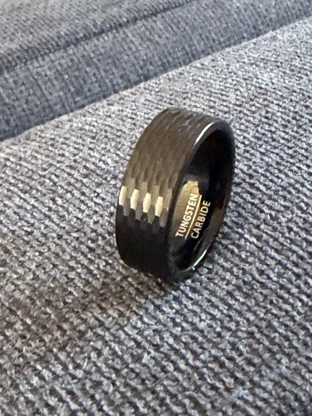 Hammered Black Tungsten Ring, 8mm, Size 11.5